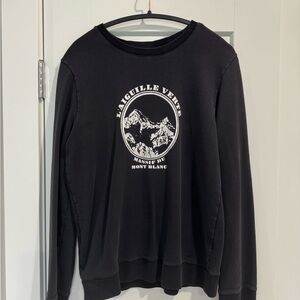 A.P.C. Black Crewneck Sweater with White Graphic